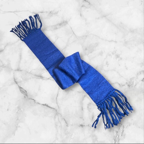 Donegal Design Irish Mohair Wool Scarf Fuzzy Blue with Fringe - Picture 7 of 7